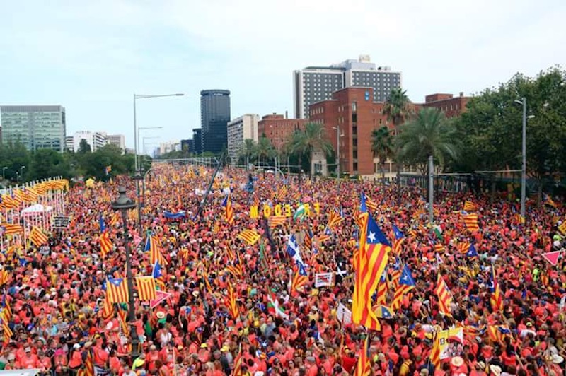About a million people joined the 11 September celebrations in Avenida Diagonal of Barcelona