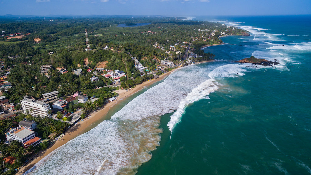Aerial view of Mirissa and the coast of Sri Lanka