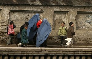 Women wearing burkas and their kids in Afghanistan