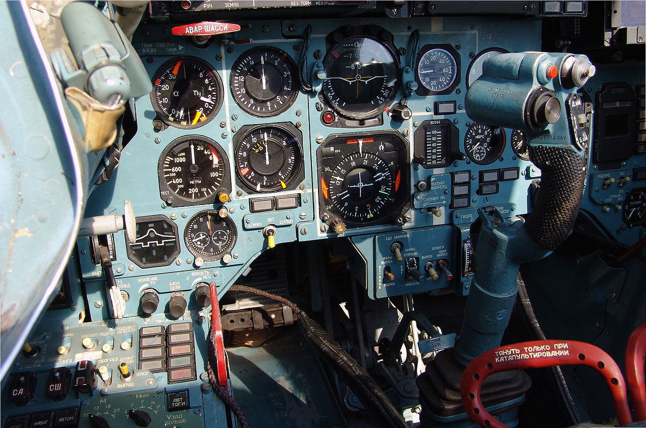 Cockpit of a Sukhoi 33 fighter
