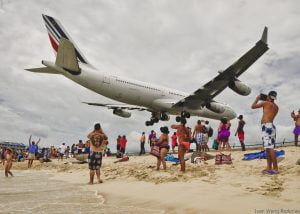 Aircraft landing at St. Maarten airport
