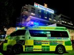 Ohm Ambulance in front Bangkok Hospital in Korat (Nakhon Ratchasima).