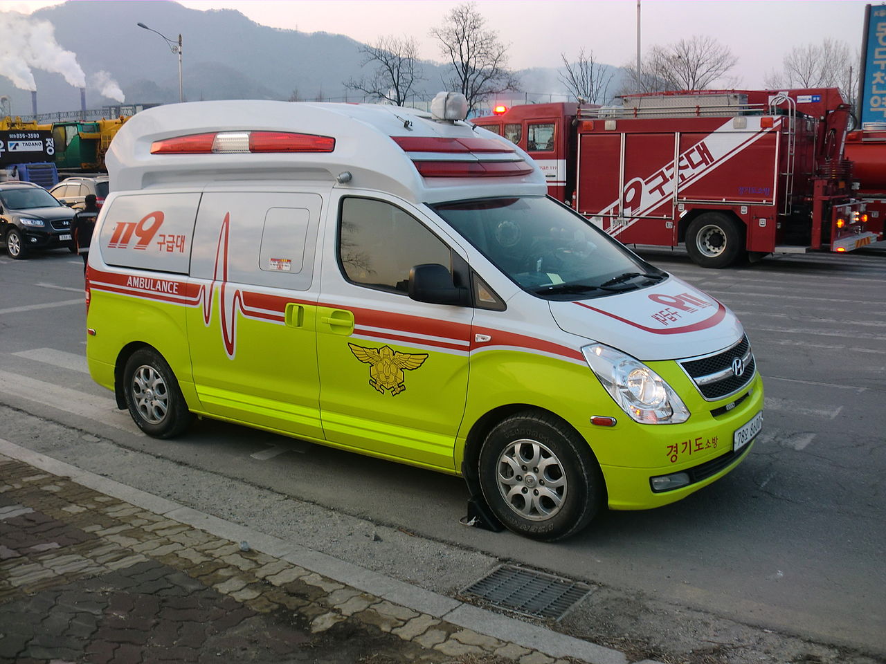 Ambulance and fire truck of Dongducheon Fire Department in Korea