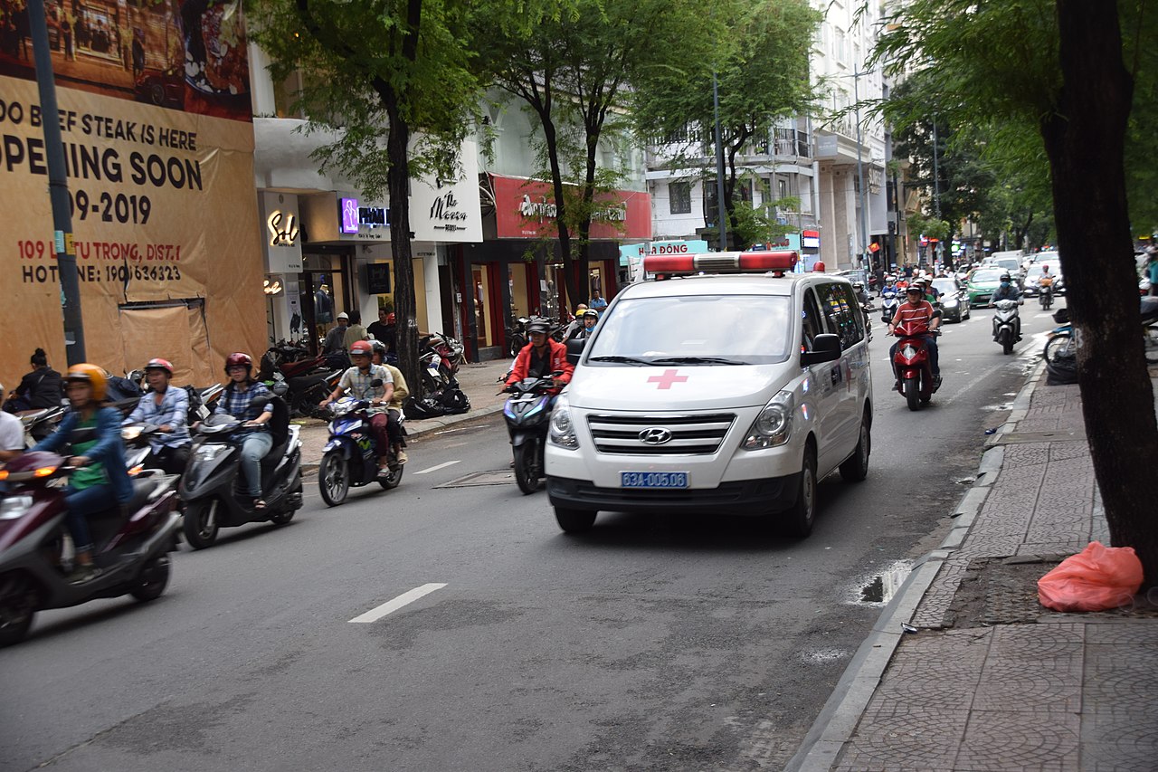 Ambulance on a street in Vietnam