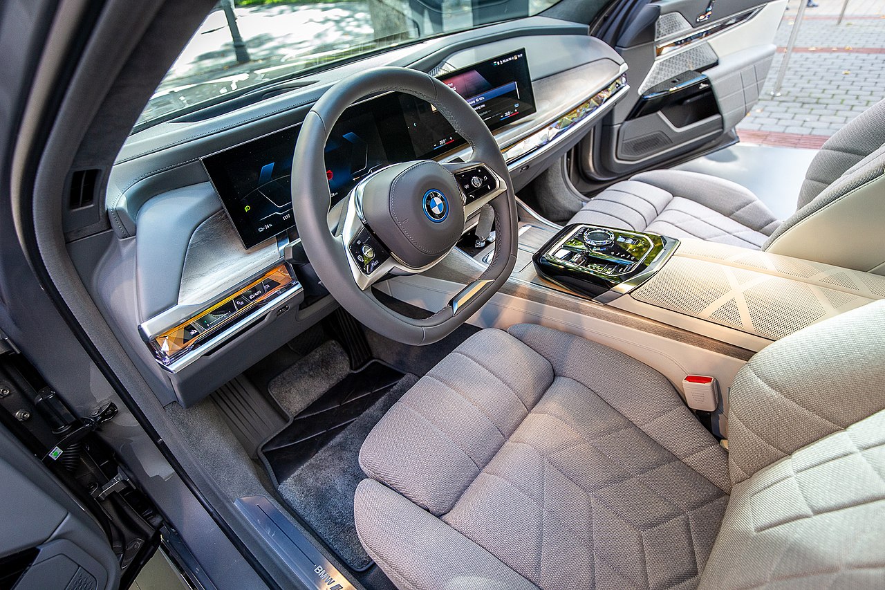 Interior of BMW i7 electric car