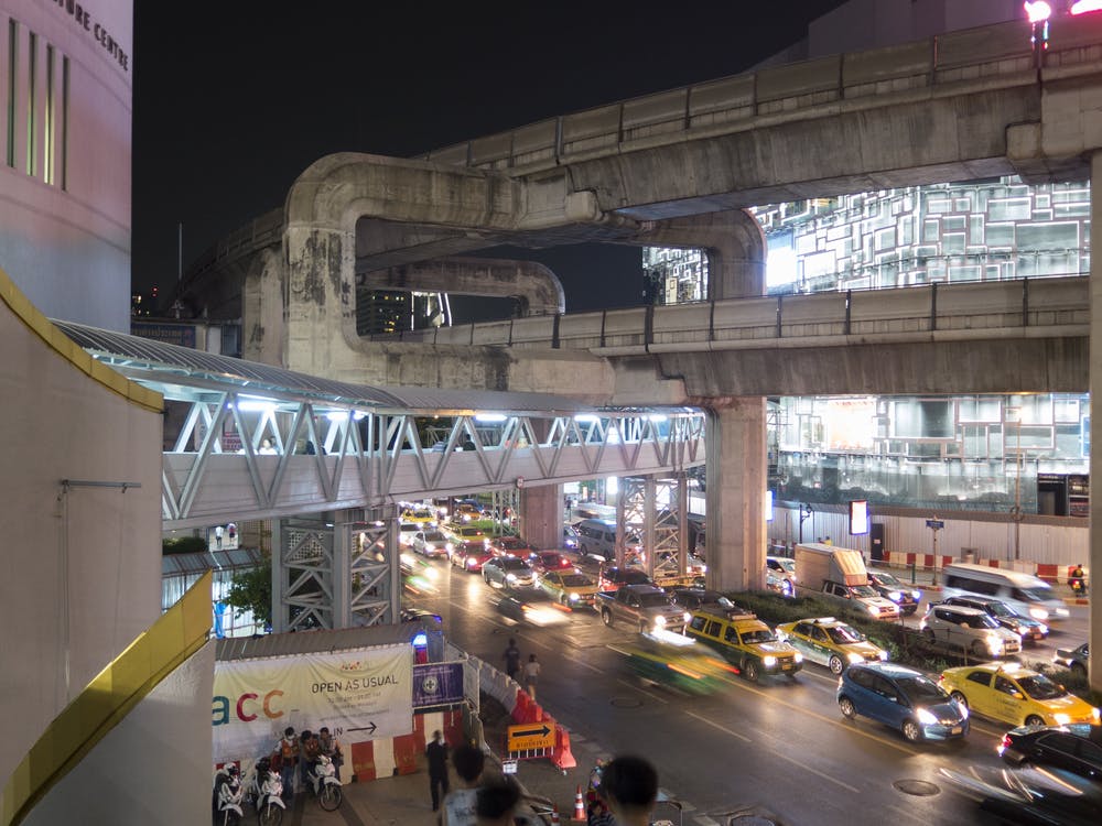 BTS Skytrain station at Night