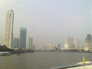 Smoke haze on Bang Lamphu Lang, Khlong San, Bangkok.