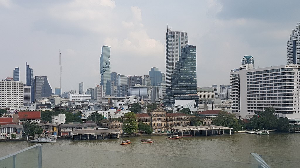Bangrak District and the Chao Phraya River in Bangkok as seen from ICONSIAM