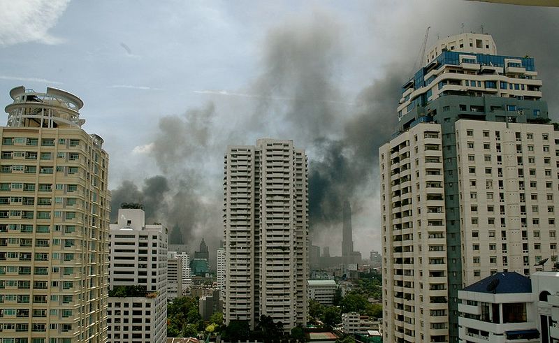 Building on fire in Bangkok