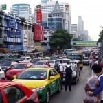 Cars, taxis and buses in Bangkok