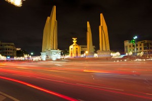 Democracy Monument in Bangkok at night