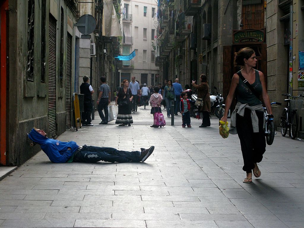 Dangerous street in El Raval, Barcelona