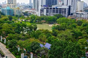 Benjasiri park on Sukhumvit Road, Bangkok.