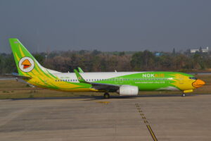 Nok Air Boeing 737-800 taxiing for departure at Khon Kaen Airport