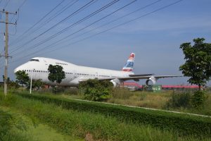 Orient Thai Boeing 747-200 on display at the intersection of highway 3036 & 346 near Lam Luk Bua, Nakhon Pathom
