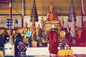 Buddha image at Buddhist temple in Thailand