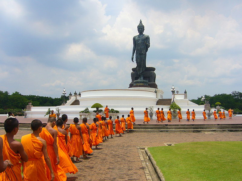 Thai Buddhist Monks at Phutthamonthon Buddha site