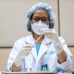 Nurse preparing a COVID-19 vaccine jab at Bumrungrad International Hospital