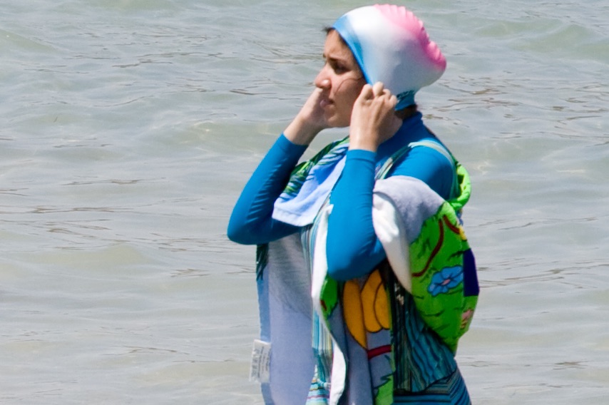 Woman wearing burkini swimwear