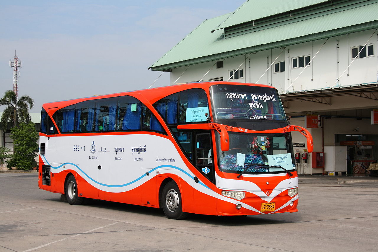 Bus to Surat Thani at Bangkok Southern bus terminal.