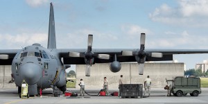 C-130 Hercules aircraft at Yokota base
