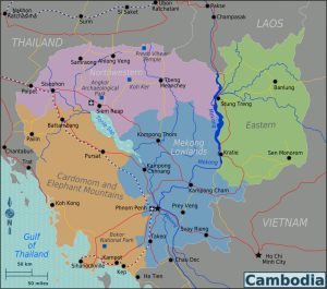Map of Cambodia with regions.