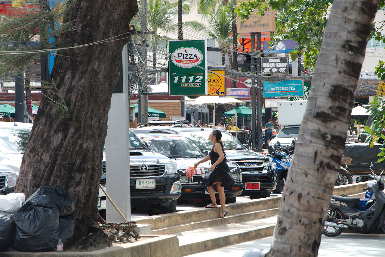Cars parked on Patong Beach, Phuket