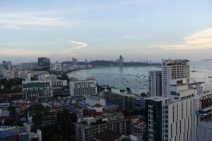 Central Pattaya and the beach at sunset