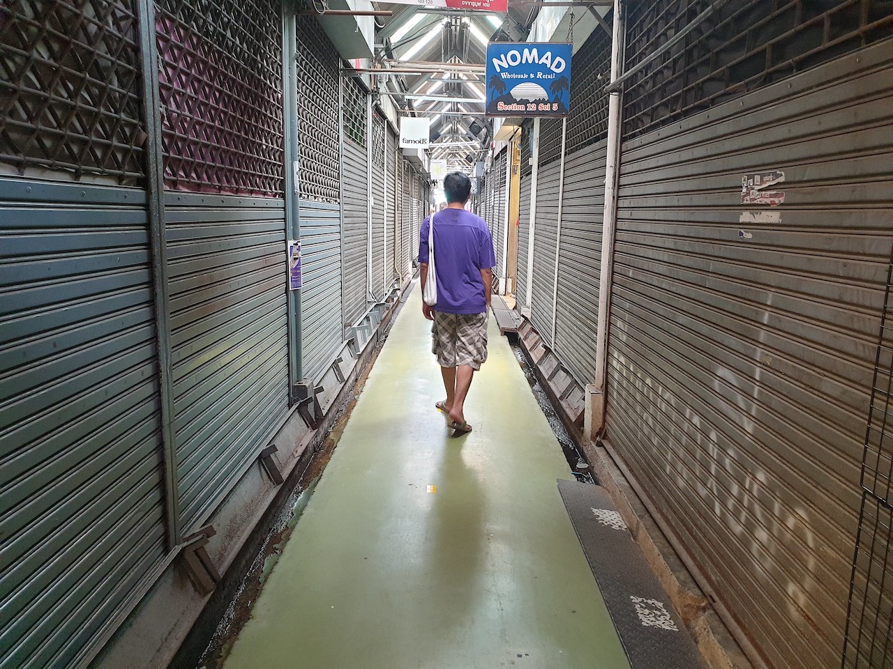 Quiet Chatuchak market in Bangkok. The market is empty due to COVID-19 pandemic and lack of tourists