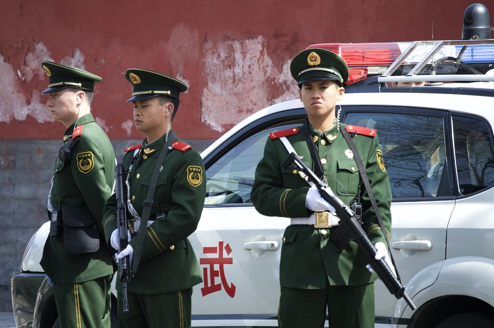 Chinese police officers on duty