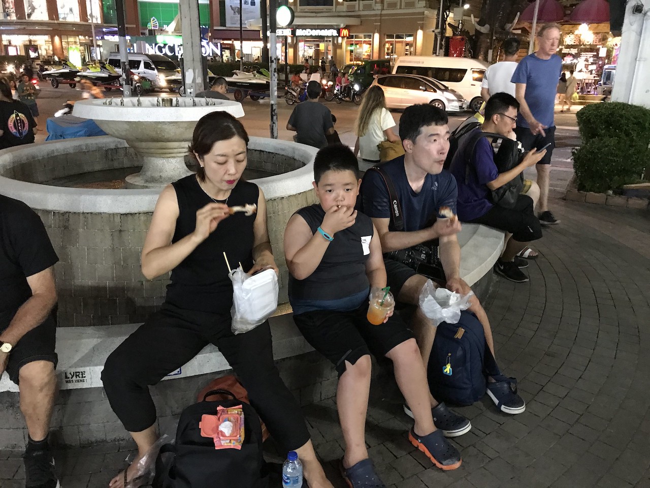 A group of Chinese tourists at the Banzaan Night Market in Phuket