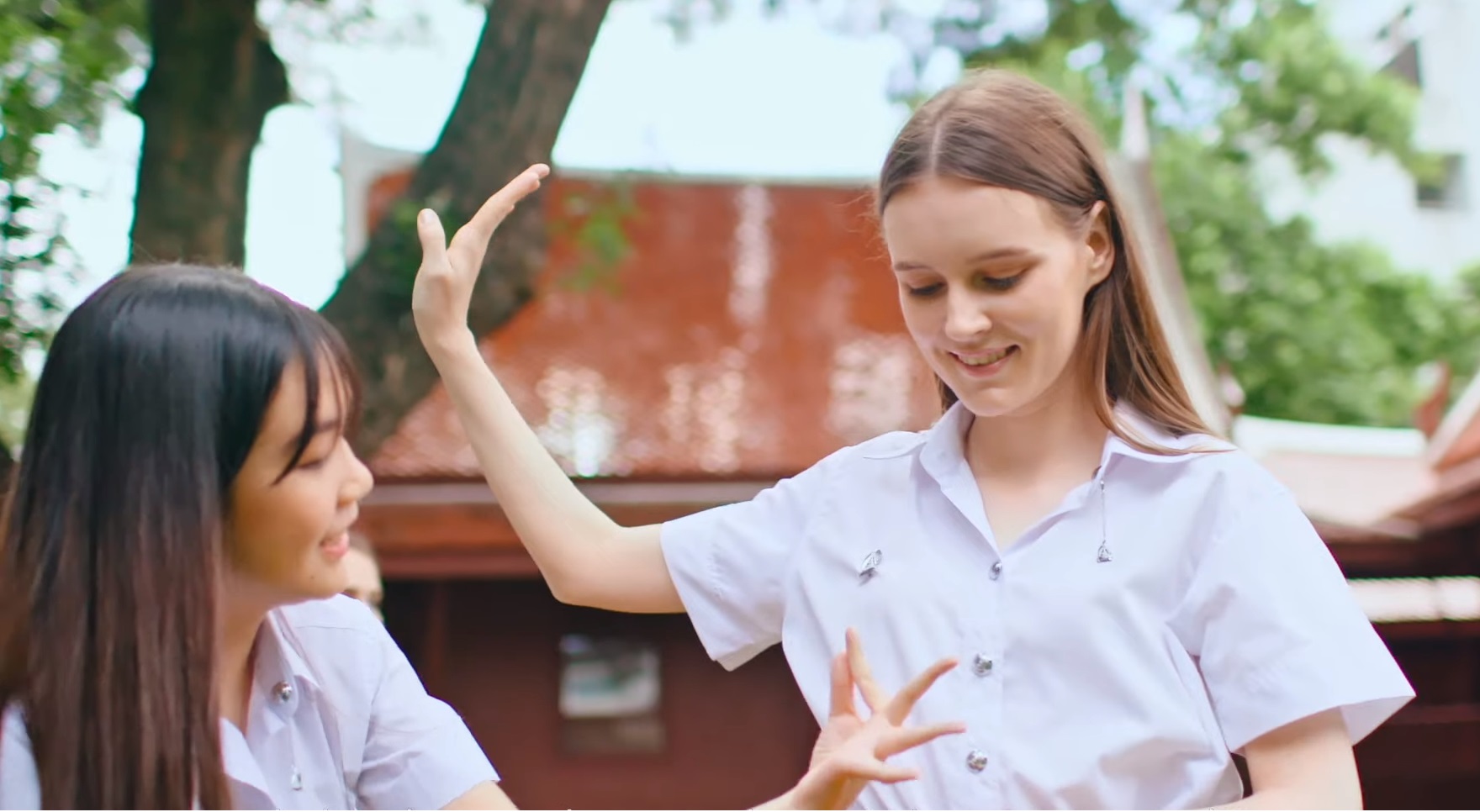 Foreign female students at Chulalongkorn University in Bangkok.