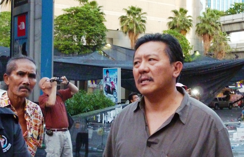 Chuwit Kamolvisit outside CentralWorld in Bangkok