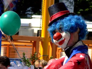 A clown in Düsseldorf, Germany