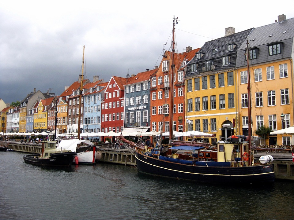 Picturesque houses in Nyhavn District of Copenhagen, Denmark
