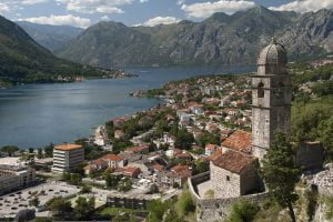 The church and Kotor bay in Montenegro