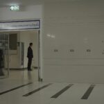 Front door of the Election Commission at Chaeng Watthana Rd. in Bangkok.