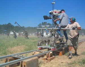 Crew members filming "The Alamo" in 2004