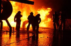 Firefighters extinguishing a fire