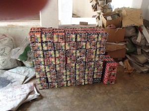 Boxes of fireworks and firecrackers