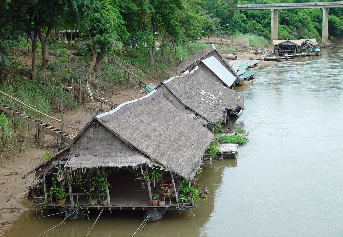 Floating houses on the River Kwai, Kanchanaburi.