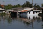 Flooded houses in northern Thailand.