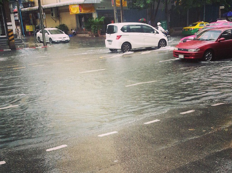 Flooded road in Thailand