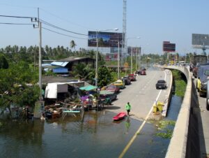 Flooded road in Pak Kret Nonthaburi