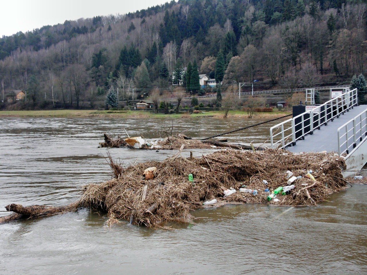 Floods in Bad Schandau in Switzerland, near the border with Germany
