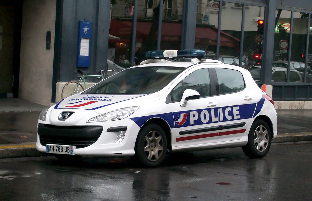 French police Peugeot car in Paris