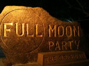 Full Moon Party Sign Haad Rin Beach in Koh Phangan