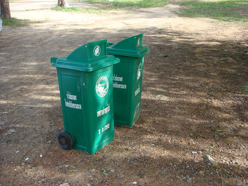 Trash bins at Rawai Beach, Phuket.