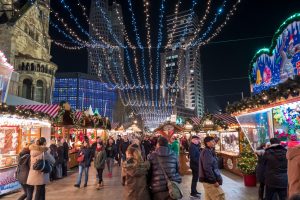 Christmas market near Kaiser Wilhelm Church in Berlin, Germany