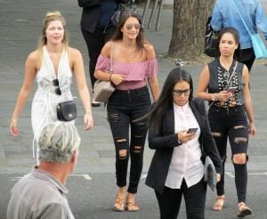 Girls walking in London, UK